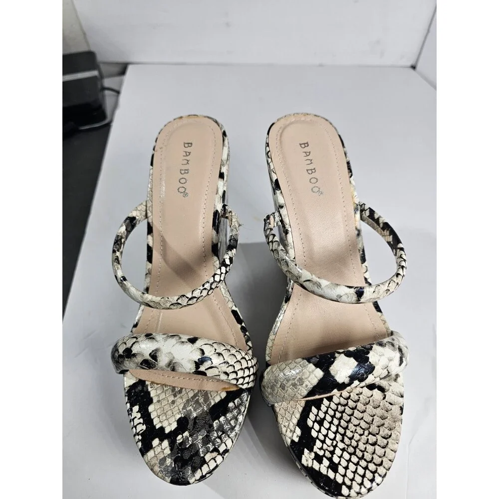 BAMBO Women Wedge Sandals Silver Snake Size 7.5 - Picture 5 of 7